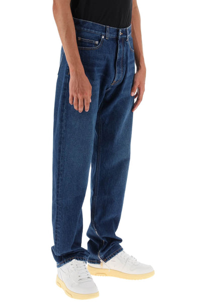 Off-white loose fit jeans with vintage wash OMYA177F23DEN002 MEDIUM BLUE