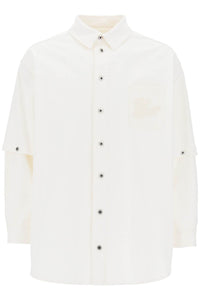 米白色「敞篷外套襯衫搭配 OMYD059S24DEN001 RAW WHITE RAW WHITE