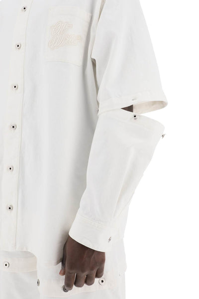 Off-white "convertible overshirt with OMYD059S24DEN001 RAW WHITE RAW WHITE