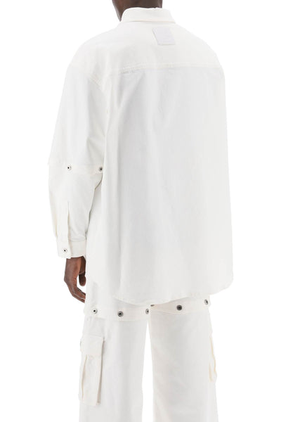 米白色「敞篷外套襯衫搭配 OMYD059S24DEN001 RAW WHITE RAW WHITE