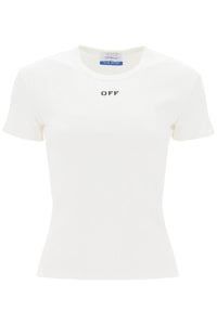 Off-white ribbed t-shirt with off embroidery OWAA065C99JER005 WHITE BLACK