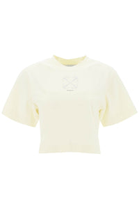 Off-white cropped t-shirt with arrow motif OWAA090F23JER002 BEIGE BLACK