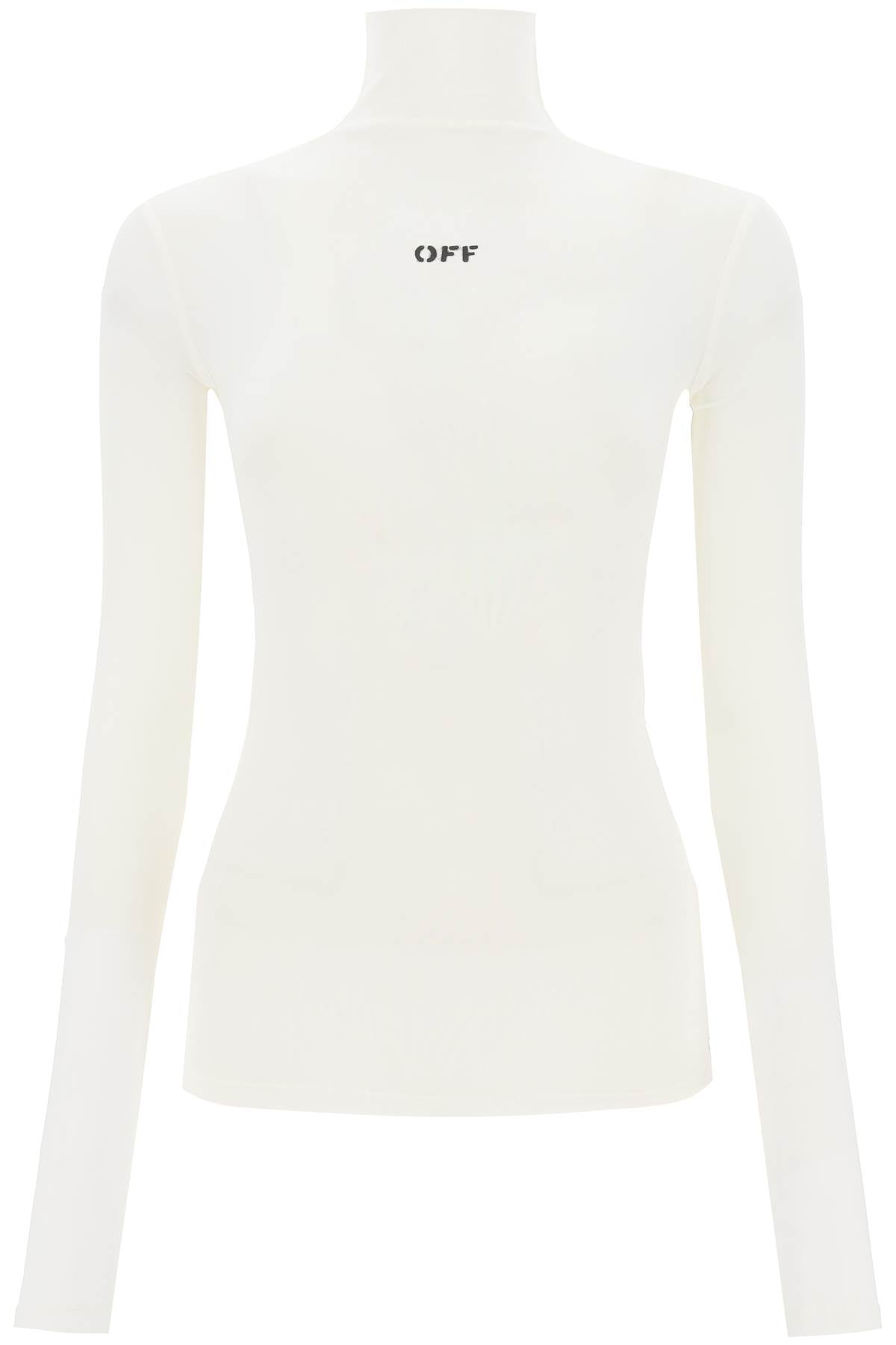 Off-white funnel-neck t-shirt with off logo OWAD122C99JER003 WHITE BLACK