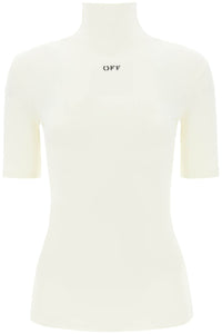 Off-white second skin short sleeve turtleneck top OWAD137F23JER001 WHITE A BLACK