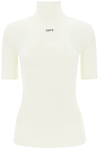 Off-white second skin short sleeve turtleneck top OWAD137F23JER001 WHITE A BLACK
