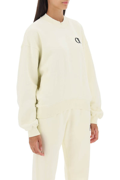 Off-white crew-neck sweatshirt with flocked logo OWBA075F23JER006 BEIGE BLACK