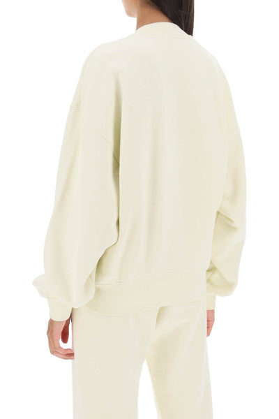Off-white crew-neck sweatshirt with flocked logo OWBA075F23JER006 BEIGE BLACK