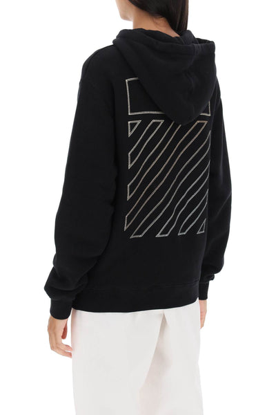 Off-white hoodie with back embroidery OWBB035F23JER002 BLACK BEIGE