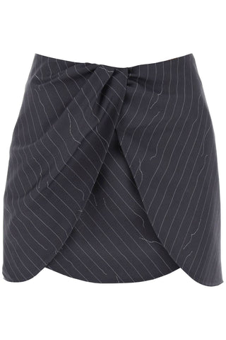 Off-white twist mini skirt with pinstriped motif OWCU009S24FAB002 FORGED IRON