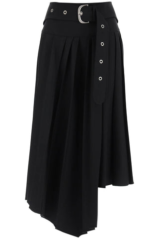 Off-white belted tech drill pleated skirt OWCW006F23FAB002 BLACK NO COLOR