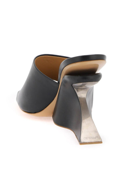 Off-white wedge heel mules with jug design OWIJ042S24LEA001 BLACK BLACK