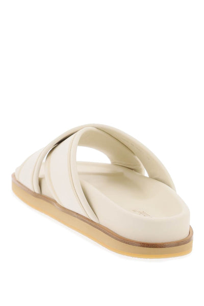 Off-white embroidered logo slides with OWIT003S24LEA001 BEIGE BEIGE