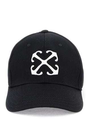 米白色「箭頭標誌可調式棒球帽 OWLB044C99FAB004 BLACK WHITE