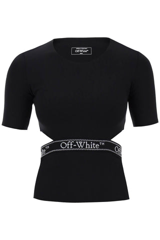 Off-white "logo band t-shirt with cut out design OWVA043S24JER001 BLACK WHITE