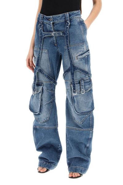 Off-white cargo jeans with harness details OWYB018C99DEN001 BLUE NO COLOR