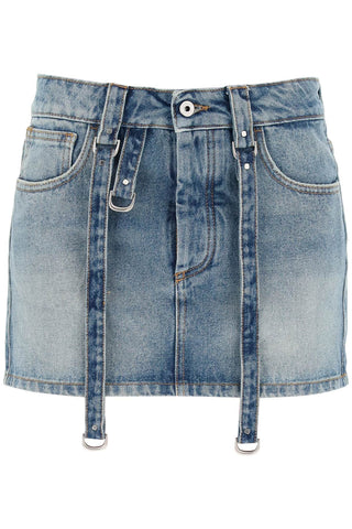 Off-white denim mini skirt with straps OWYF028C99DEN001 BLUE NO COLOR