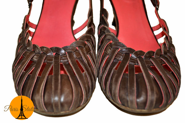 Bottega Veneta棕色皮革涼鞋36.5