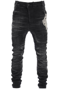 Boris bidjan saberi stone washed jeans with used effect P14 SF F1603K BLACK DENIM