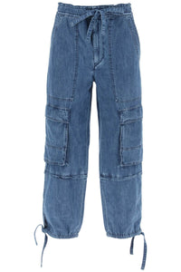 Isabel marant etoile ivy cargo pants in washed effect canvas fabric PA0278FA B1H04E BLUE