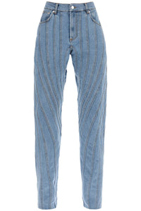Mugler 螺旋寬鬆牛仔褲 PA0327211 中藍色