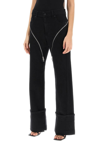 Mugler straight jeans with zippers PA0402247 BLACK