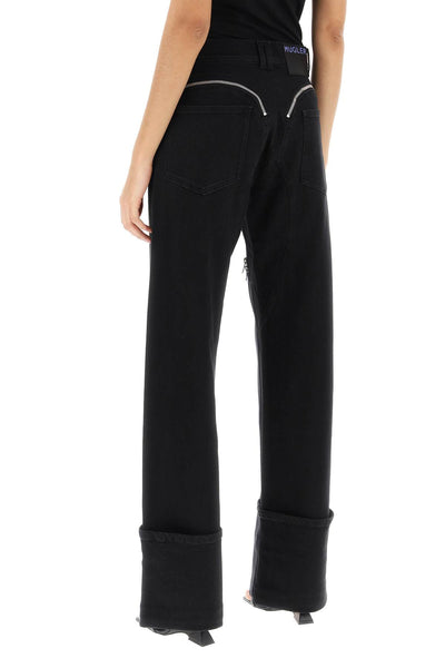 Mugler straight jeans with zippers PA0402247 BLACK
