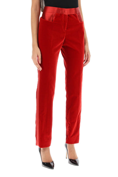 Tom ford velvet pants with satin bands PAW544 FAX171 RED