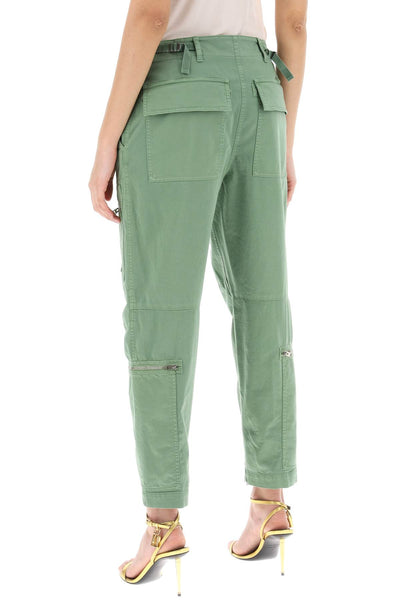 Tom ford stretch cotton twill cargo pants PAW555 FAX1146 GREEN SPRUCE