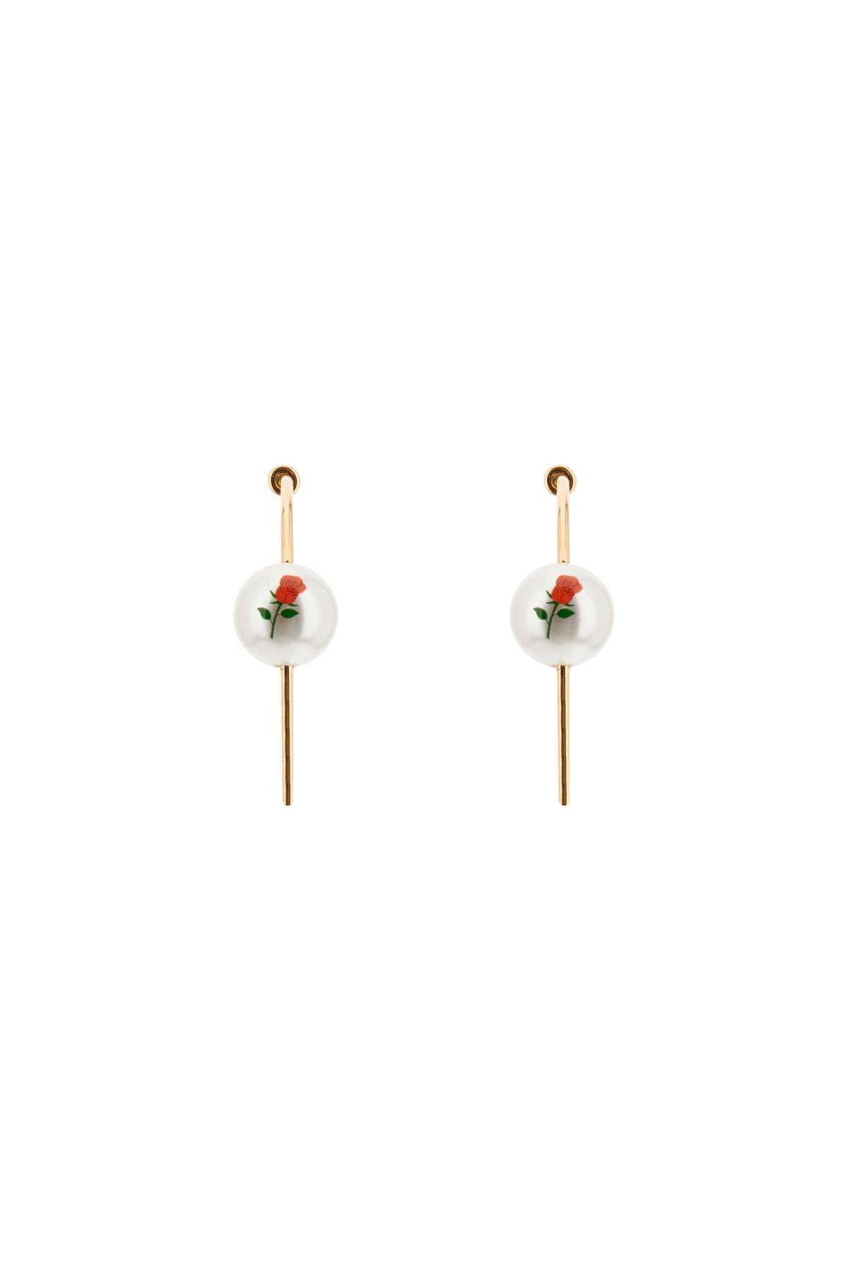Saf safu 'pearl & roses' hoop earrings PEARL ROSES HOOP GOLD