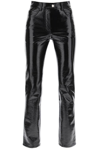 Courreges vinyl-effect coated cotton pants PERCPA013VY0014 BLACK