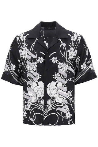 Amiri bowling shirt with floral motif PF23MSS026 BLACK