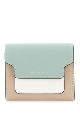Marni bi-fold wallet with flap PFMO0052U8LV520 TEA GREEN LIMESTONE LCAMEL