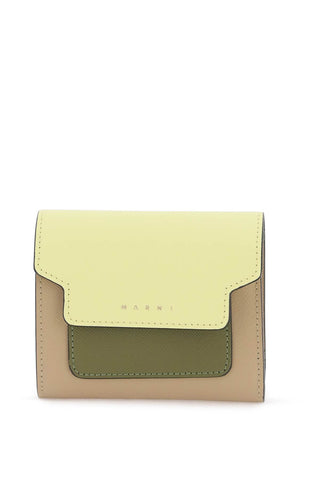 Marni bi-fold wallet with flap PFMO0052U8LV520 VANILLA OLIVE SOFT BEIGE