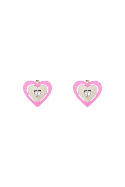 Saf safu 粉紅霓虹心型夾式耳環 粉紅霓虹心型耳環 粉紅色