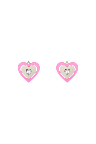 Saf safu 粉紅霓虹心型夾式耳環 粉紅霓虹心型耳環 粉紅色