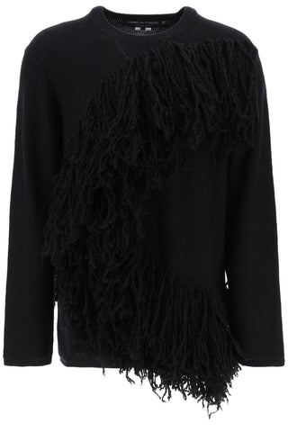 Comme des garcons homme plus wool sweater with fringes PL N003 BLACK BLACK