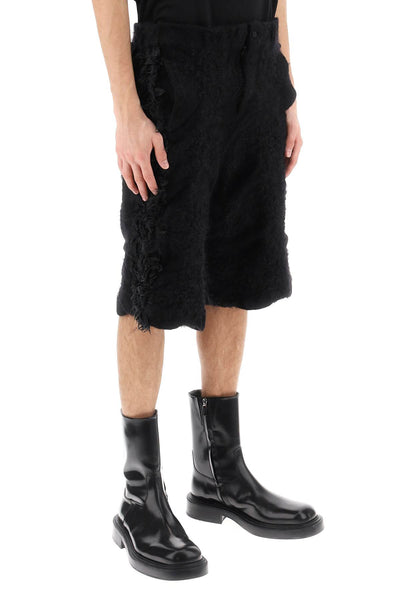 Comme des garcons homme plus fur-effect knitted shorts PL P026 BLACK BLACK