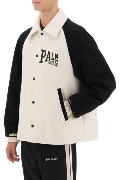 Palm angels wool varsity jacket with embroidery PMER018F23FAB001 BUTTER BLACK