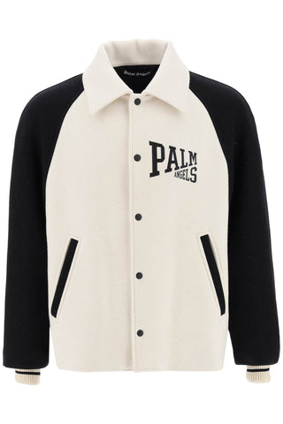Palm angels wool varsity jacket with embroidery PMER018F23FAB001 BUTTER BLACK