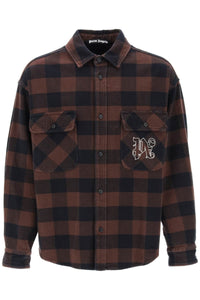 Palm angels flannel overshirt with check motif PMES012E23FAB001 BROWN OFF