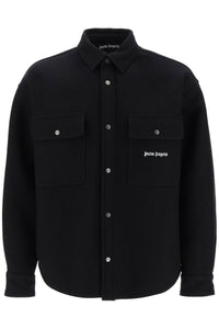 棕櫚天使重磅羊毛外套式襯衫 PMES012F23FAB002 黑色 白色