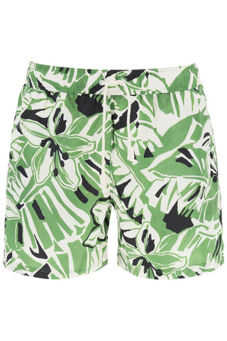 Palm angels swimtrunks with hibiscus print PMFD002S23FAB001 GREEN WHITE