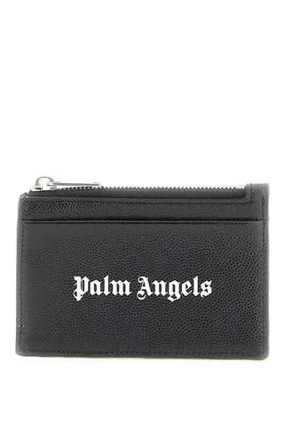Palm angels leather cardholder with logo PMND007F22LEA002 BLACK WHITE