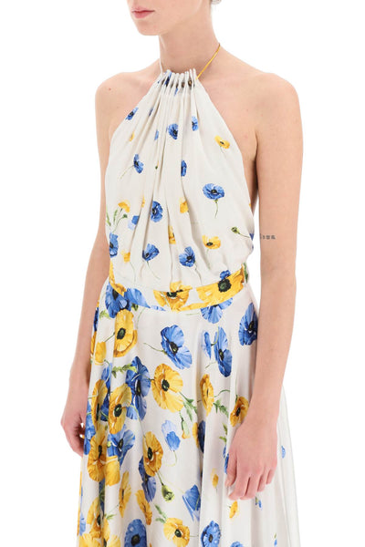 Raquel diniz 'karla' 緞面中長洋裝 PR5009M RD125 黃藍花朵