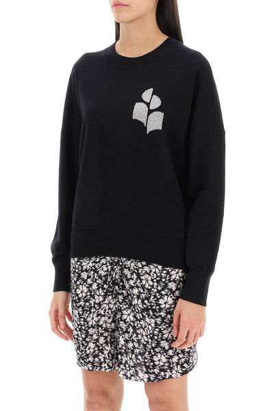 Isabel marant etoile marisans sweater with lurex logo intarsia PU0053FA A1L59E BLACK SILVER
