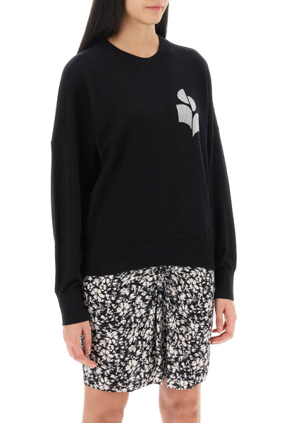 Isabel marant etoile marisans sweater with lurex logo intarsia PU0053FA A1L59E BLACK SILVER