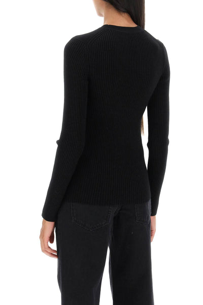 Isabel marant 'zana' cut-out sweater in ribbed knit PU0201FA A3L58I BLACK