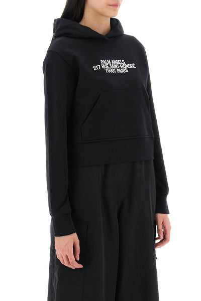 Palm angels cropped hoodie with embroidery PWBB022E23FLE002 BLACK WHITE