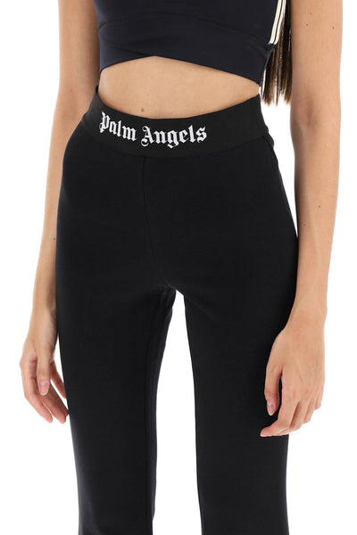 Palm angels flared joggers with logoed waistband PWCH017F23FLE001 BLACK BLACK