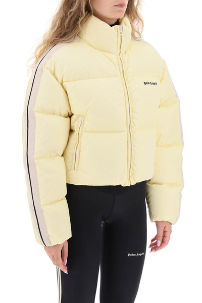 Palm angels cropped puffer jacket with bands on sleeves PWED018F23FAB001 BUTTER BLACK